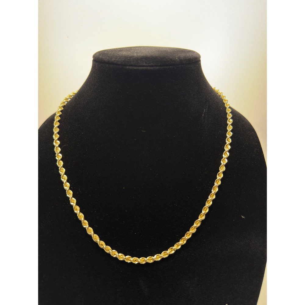 Bailey Banks & Biddle 14k 4mm Rope Chain Necklace Yellow Gold 22.25" Peru NWOT